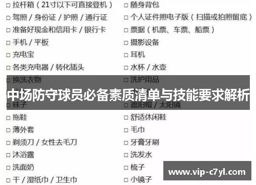 中场防守球员必备素质清单与技能要求解析