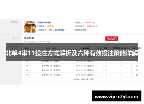 北单4串11投注方式解析及六种有效投注策略详解